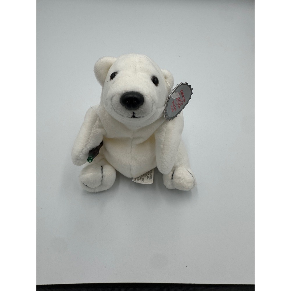 Vintage 1997 Coca-Cola Polar Bear with Bottle Bean Bag Plush 0109 NWT White 3